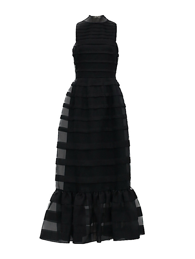 ［STAUD］<br>バックリボンオーガンジードレス-ブラック