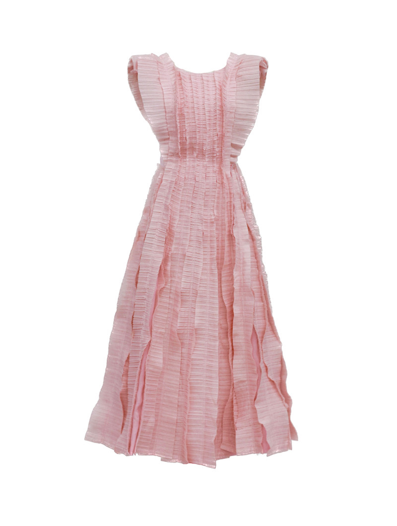 ［Aje］<br>バックオープンプリーツドレス-ピンク