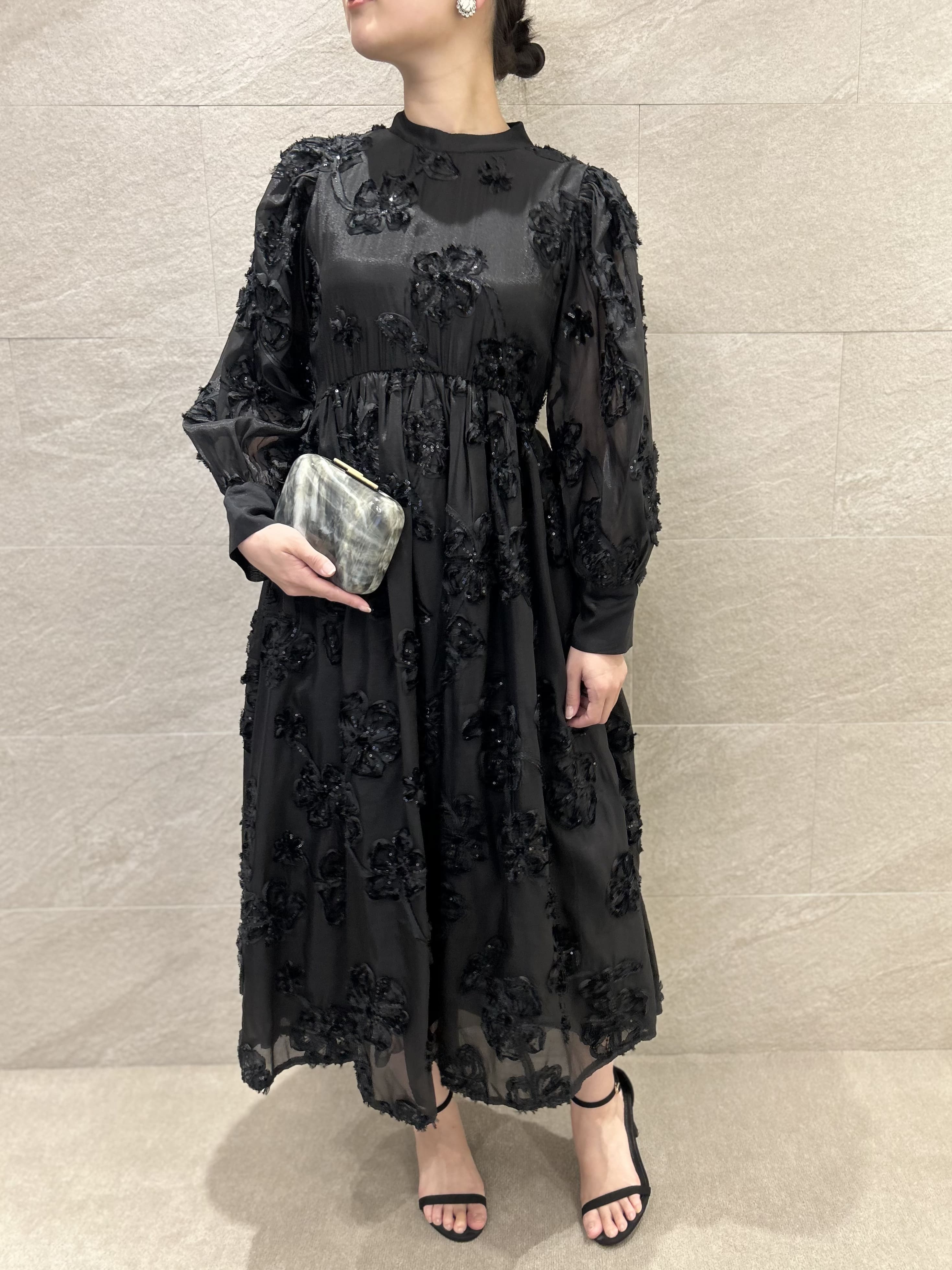 sister jane｜パフスリーブオーガンジードレス(40)-ブラックをレンタル 