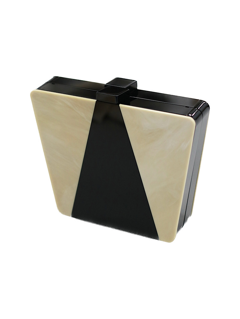 ［Lydia Delgado］<br>アクリルクラッチバッグ-ブラック/アイボリー