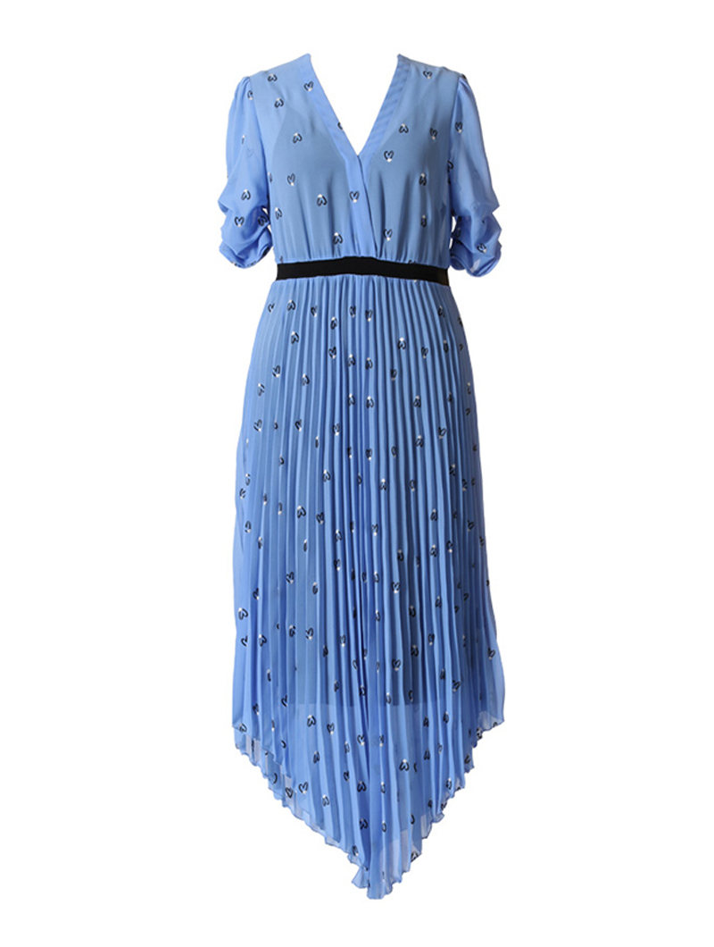マージュ(Maje)プリーツスカートドレス-ブルー