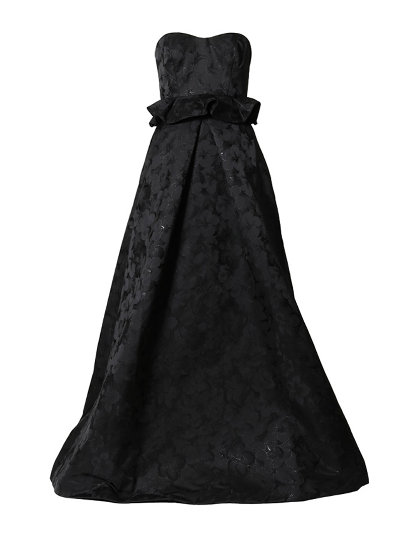 エム・エル・モニーク・ルイリエ(ML Monique Lhuillier)ストラップレス ロングドレス(36)-ブラック