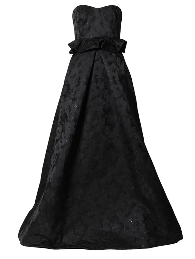 エム・エル・モニーク・ルイリエ(ML Monique Lhuillier)ストラップレス ロングドレス(36)-ブラック