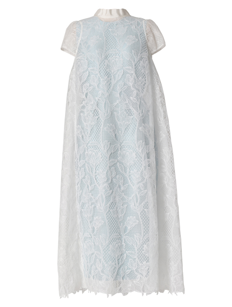[Khoon Hooi］<br>バックリボンレース ドレス(38)-ホワイト/ブルー