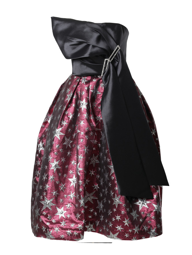 クーン・フイ(Khoon Hooi)|星柄ボリュームドレス-ブラック/レッド