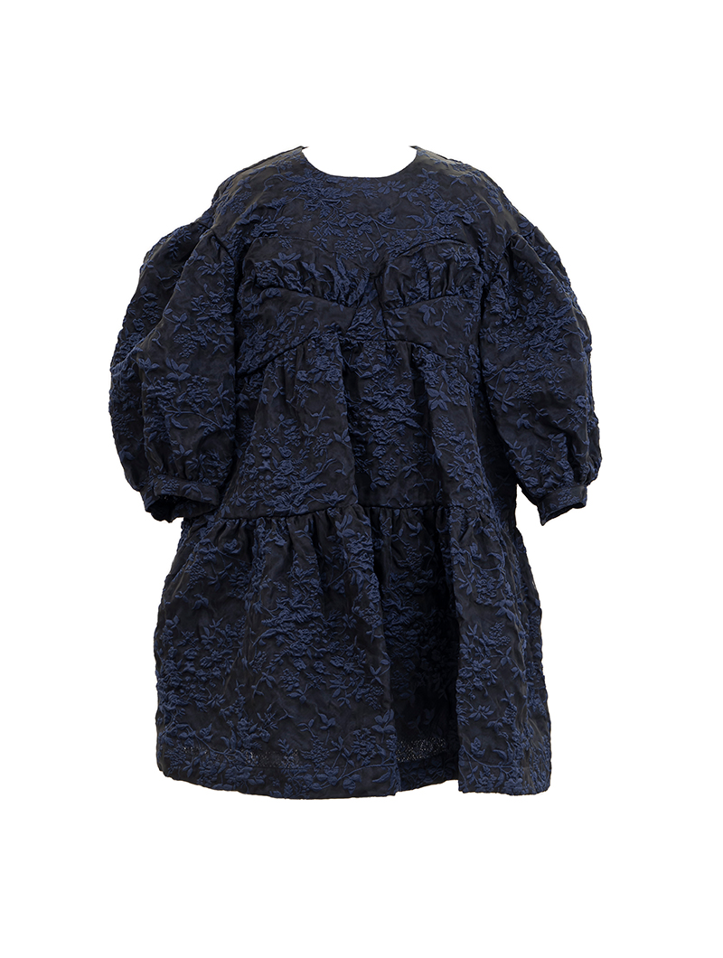 ［SIMONE ROCHA］<br>パフスリーブ ミニドレス-ネイビー